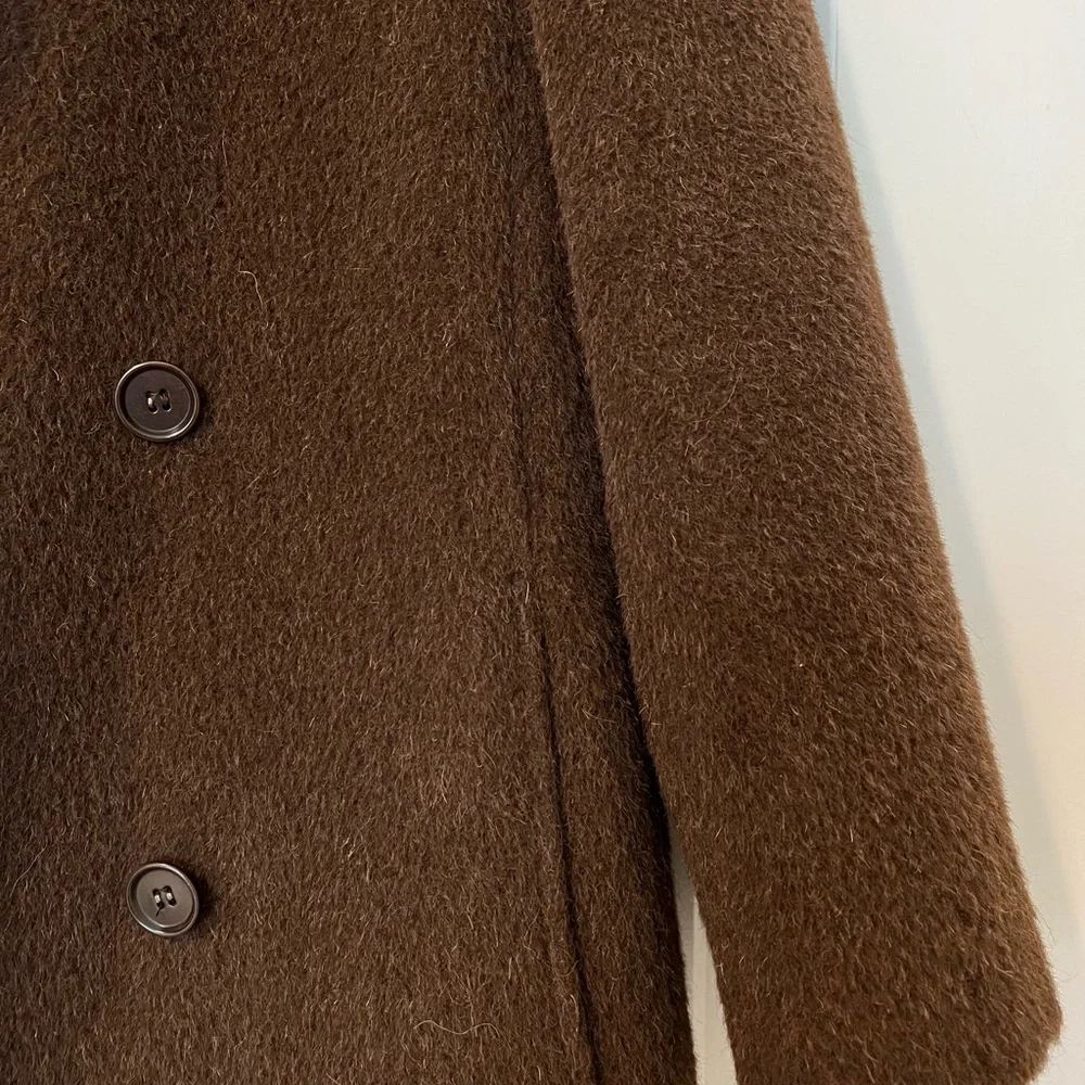 Max Mara Brown Alpaca & Virgin Wool Funnel Neck Coat - Picture 8 of 12